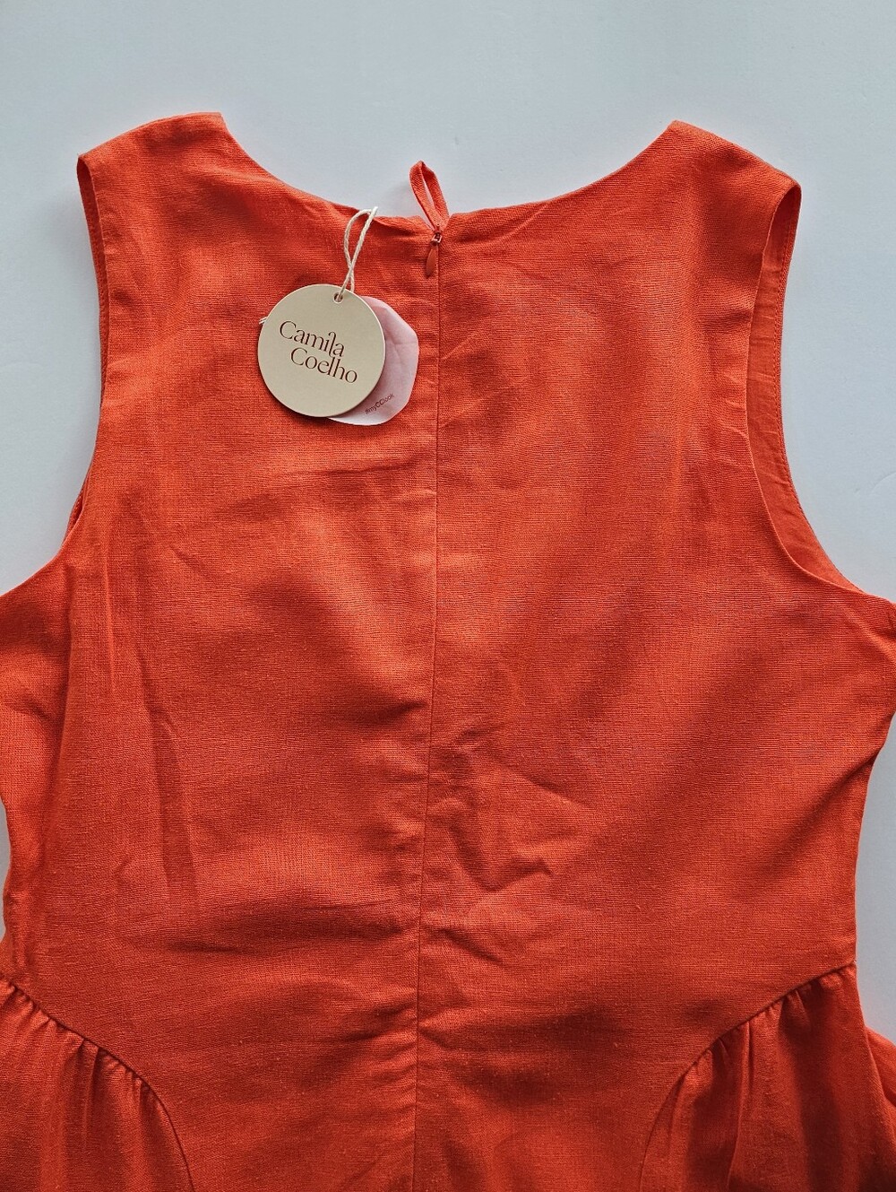 Camila Coelho Vibrant Red Sleeveless Maxi Linen Dress Keyhole Neck S 10 NWT $350 - Picture 7 of 7
